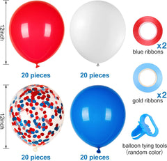 80Pcs Red White and Blue Latex Balloons with Confetti Balloons for 4Th of July Decorations Independence Day Patriotic Anniversary