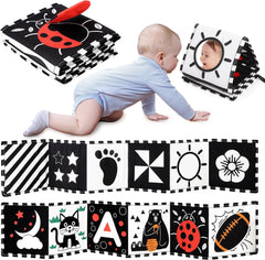 Black and White Baby Toys, Tummy Time High Contrast Newborn Toys 0-3 Months, Soft Baby Book, Visual Stimulation Montessori Sensory Infant Toys 0-6-12 Months, Shower Gift for Boys Girls