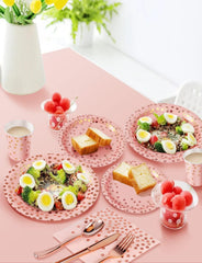 141 Pieces Pink and Rose Gold Party Supplies, Party Dinnerware Sets Include Paper Plates Napkins Cups Silverware, for Wedding Bridal Shower Engagement Birthday Parties Decoration -20 Serves