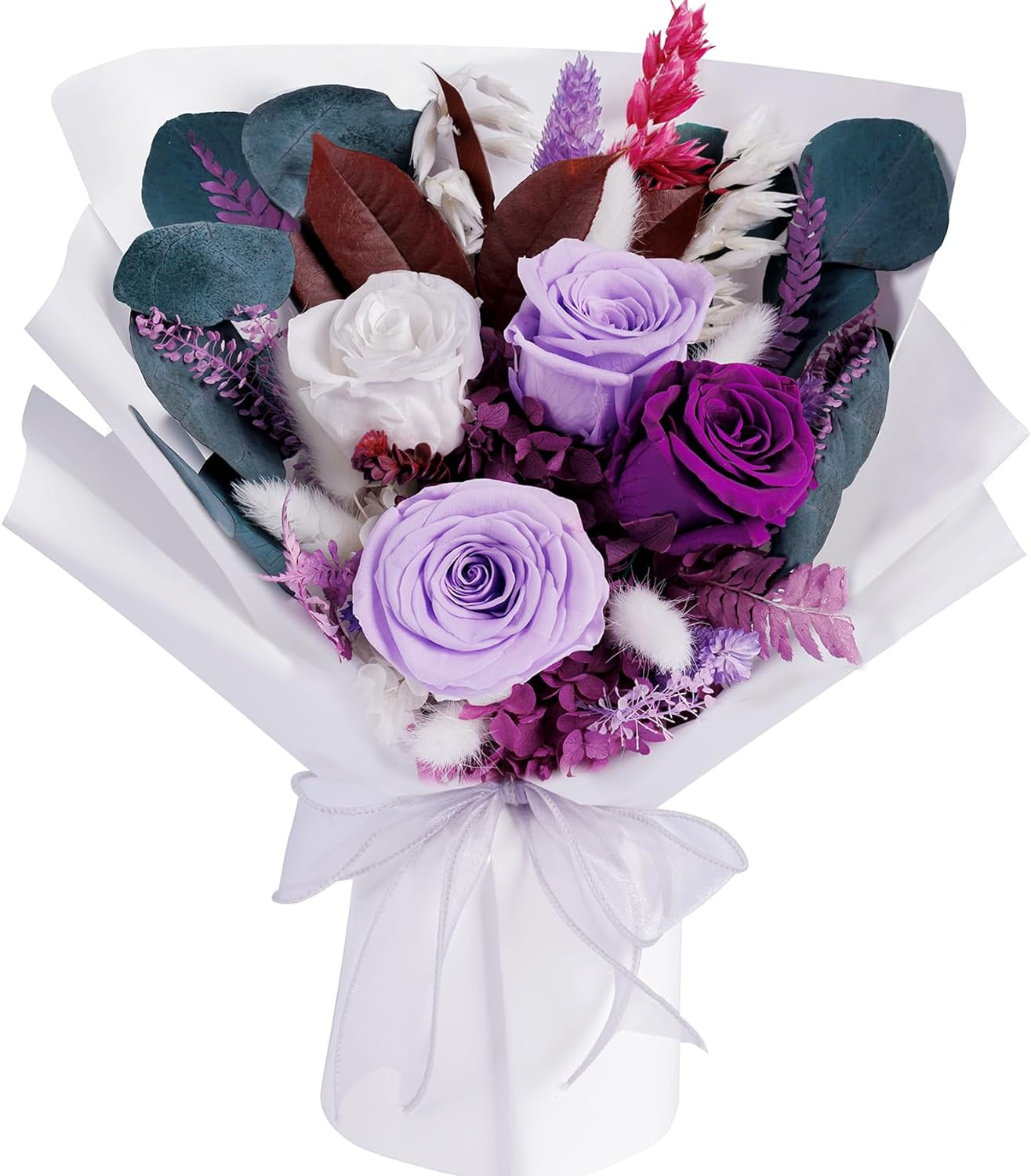 Flowers Gifts for Mom, Flower for Delivery, Preserved Roses Bouquets, Purple Roses, Birthday Gifts for Women, Mothers Day Flowers for Wife