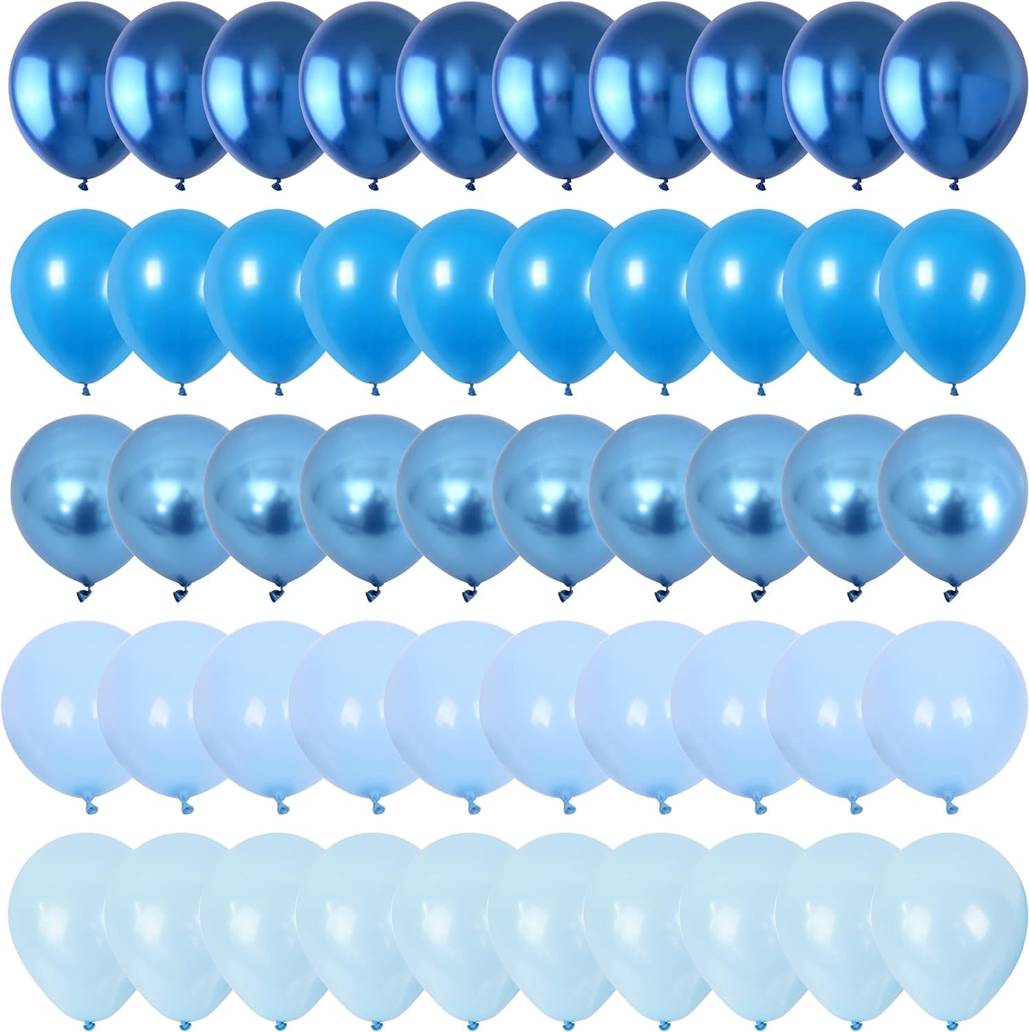 Blue Balloon Set, 60 Packs 12 Inches Metallic Balloons Pearl Macaron Baby Blue Balloon Light Blue Mixed Ballons for Bridal Shower, Baby Shower, Birthday, Wedding Party