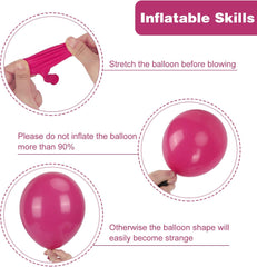 129-Piece Hot Pink Balloon Arch Kit - Latex Magenta Pink Balloons in Various Sizes (18", 12", 10", 5") for Birthday, Baby Shower, Wedding, and Princess Theme Party Decorations