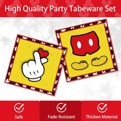 150Pcs Mickey Birthday Party Supplies Mouse Party Paper Plates Napkins Cups Forks for Kids 1St 2Nd 3Rd Birthday Decorations Severs 30 Guests