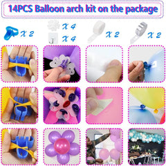 Electric Balloon Pump, Portable 2 Modes Balloon Blower Machine with 14 Balloon Arch Kits, Air Pump for Balloon, Balloon Inflator for Party Decoration