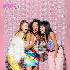 Disco Party Decorations, 2 Pack Disco Ball Photo Booth Props, 3.3X6.6 Ft Silver Foil Fringe Curtains Photo Backdrop for the 70S 80S Last Disco Bachelorette, Decades, Taylor Party Decor