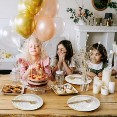 White and Gold Paper Plates Napkins Party Supplies,Disposable Gold Dot Paper Dessert Plates,105 PCS Birthday Plates and Napkins Party Supplies for Wedding(Serves 35 Guests 7")