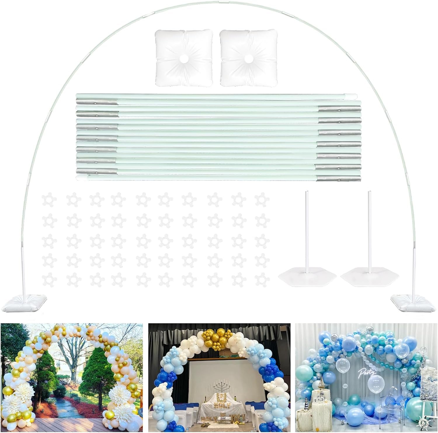 Balloon Arch Stand Kit, 10FT Wide & 7.5FT High Adjustable Balloon Arch Frame, Ideal for Party Decorations, Not Include Balloons