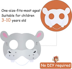 16 Pcs Safari Animal Masks for Kids Jungle Zoo Animals Cartoon Masks for Woodland Animal Theme Birthday Party Decorations