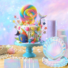 144 Pcs Mermaid Party Supplies Mermaid Birthday Decorations Includes Plates Napkins Cups Cutlery for under the Sea Party Decorations, Serve 24