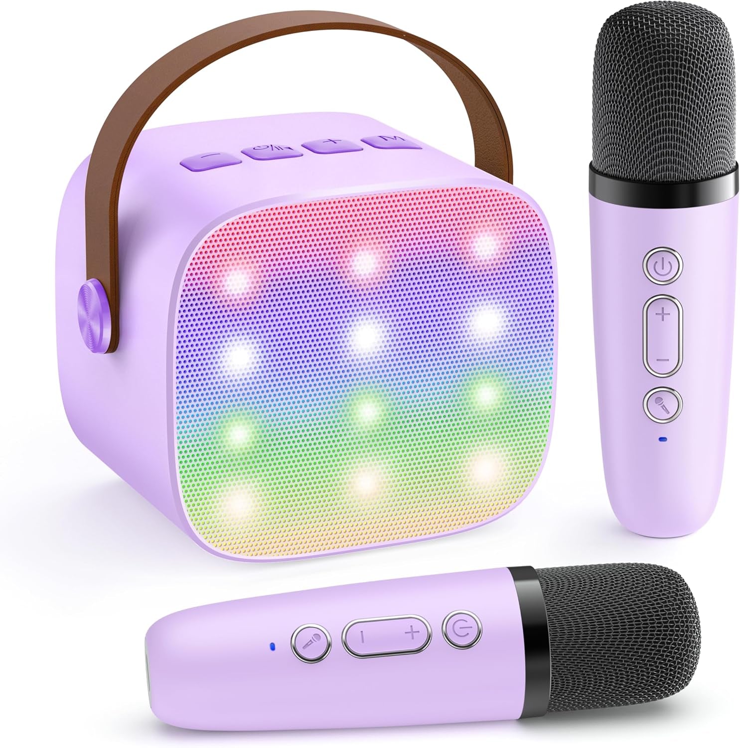 Mini Karaoke Machine with 2 Wireless Microphones, TOP Kids Gifts for Girls Ages 3, 4, 5, 6, 7, 8, 9,10,11,12 +Year Old, 4-12 Years Old Birthday Toy Gift for Girls Boys Party (Purple)