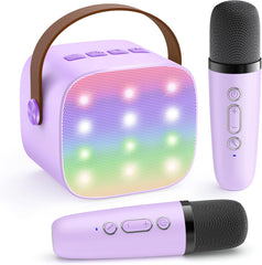 Mini Karaoke Machine with 2 Wireless Microphones, TOP Kids Gifts for Girls Ages 3, 4, 5, 6, 7, 8, 9,10,11,12 +Year Old, 4-12 Years Old Birthday Toy Gift for Girls Boys Party (Purple)