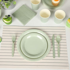 350 Pcs Bridal Shower Decorations Baby Shower Party Supplies Include Plates Cups and Napkins Sets with Plastic Forks Knives Spoons for Wedding Birthday (Sage)