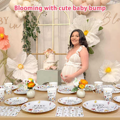 175Pcs Spring Baby in Bloom Baby Shower Decorations Plates Set, Wildflower Floral Baby Shower Paper Plates Napkins Cups and Cutlery Set for 25 Guests