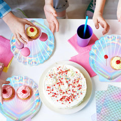 144 Pcs Mermaid Party Supplies Mermaid Birthday Decorations Includes Plates Napkins Cups Cutlery for under the Sea Party Decorations, Serve 24