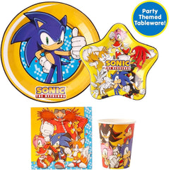 Sonic the Hedgehog Birthday Party Kit - Complete Supplies for 10, Video Game Themed Decorations, Licensed Banner, Plates, Cups, Balloons, Games, and Favors for Kids' Celebration