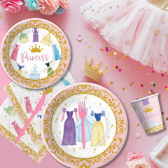 Princess Birthday Party Decorations Tableware - Princess Party Decorations Supplies for Birthday Baby Shower, Plate, Cup, Napkin, Disposable Cutlery, Princess Birthday Decorations | 24 Guest