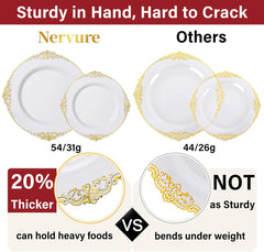 350PCS Gold Plastic Plates - Gold Plastic Dinnerware Sets for 50 Guests - 100 Disposable Plates, 150 Silverware, 50 Cups, 50 Napkins for Wedding & Party & Father'S Day