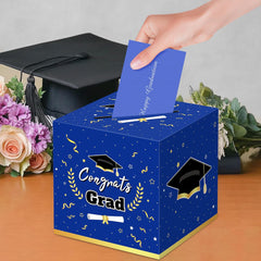 Graduation Card Box Blue,Graduation Decorations 2025 Grad Party Supplies,Congrats Grad Cardboard for Party Decorations 2025 Gift Favors Grad Parties