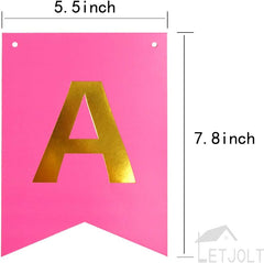 Roseo Pink Happy Birthday Banner Signs Golden Sparkle Funny Birthday Party Supplies for Girls Party Decorations Nursery Decorations 13 Pieces