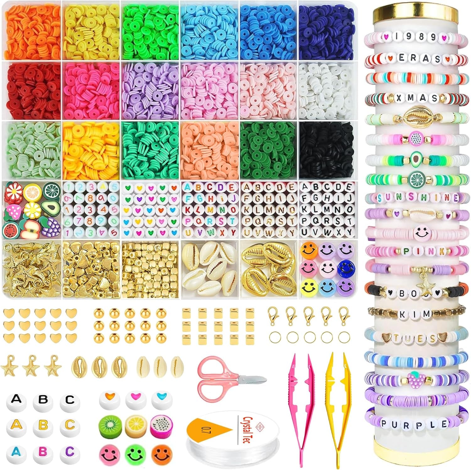 Back to School Supplies - 5300 Clay Beads Bracelet Making Kit,Arts and Crafts for Kids Ages 8-12,Back to School Crafts Games Toys for 3-10 Year Old Birthday,Travel Essential