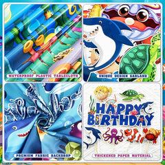 Under the Sea Party Decorations 98Pcs, Ocean Theme Birthday Party Supplies Include Backdrop Tablecloth Bubble Garlands Cake Topper Ocean Animals Balloons for Pool Beach Party Baby Shower (Ocean-01)