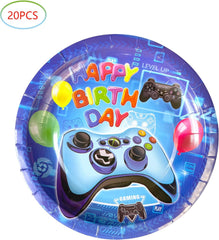 Video Game Birthday Party Supplies, 20 Plates and 20 Napkins, Video Game Theme Birthday Party Decorations for Boy Kids