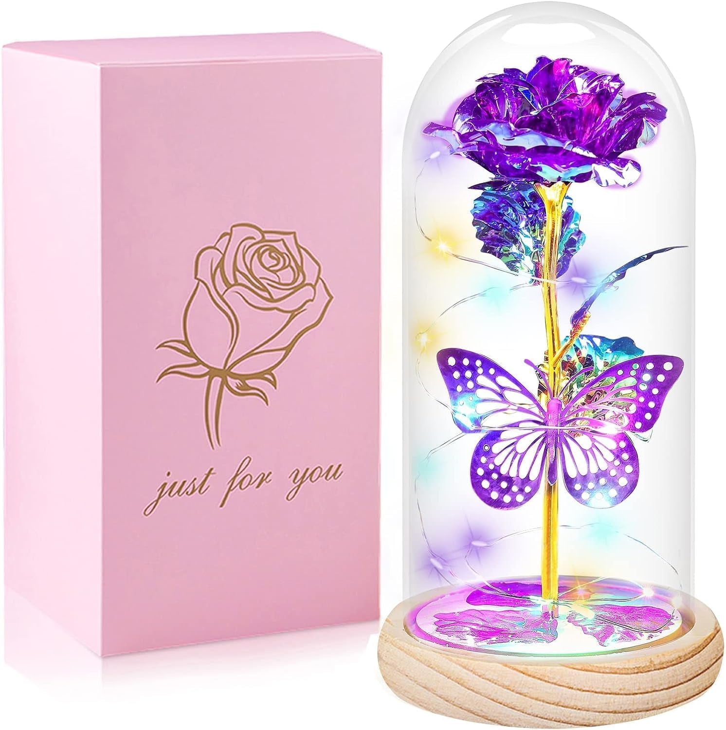 Mothers Day Rose Gifts for Mom Flowers Rose Gifts for Women,Birthday Gifts for Women,Purple Butterfly Flowers for Mom Mother Day Flower Gifts from Daughter Son,Gift for Sister,Her,Grandma,Wife