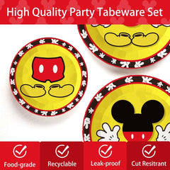 150Pcs Mickey Birthday Party Supplies Mouse Party Paper Plates Napkins Cups Forks for Kids 1St 2Nd 3Rd Birthday Decorations Severs 30 Guests