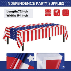 Patriotic Party Supplies,152Pcs American Flag Themed Party Set,Patriotic Party Decorations,American Flag Tablecloth,4Th of July Plates Cups,Red White and Blue Decor for Outside,Picnic,Memorial