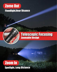 LED Flashlight 2 Pack, Bright Tactical Torch High Lumens with 5 Modes, Waterproof Zoomable Flash Light for Outdoor, Gifts for Father'S Day Camping Essentials Gear