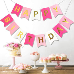 Roseo Pink Happy Birthday Banner Signs Golden Sparkle Funny Birthday Party Supplies for Girls Party Decorations Nursery Decorations 13 Pieces
