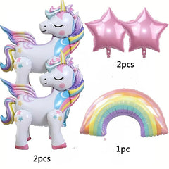 5 Pcs Self Standing Unicorn Balloons 3D Rainbow Balloon Star Balloons Unicorn Party Supplies Foil Unicorn Balloons for Unicorn Birthday Party Decorations