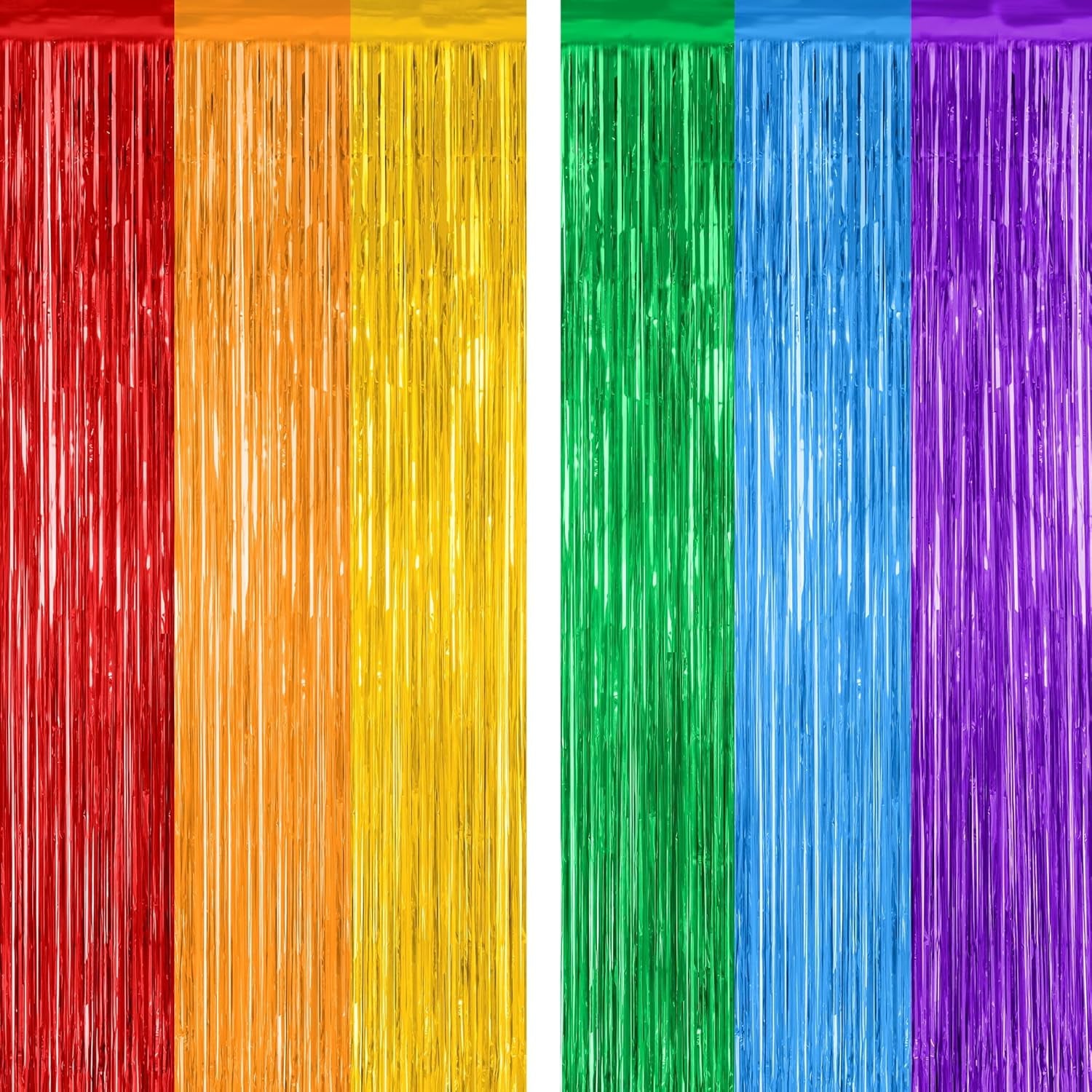 2 Pack Rainbow Backdrop Curtains, 3.28 FT X 7.05 FT Colofull Party Decorations, Metallic Tinsel Backdrop Fringe Curtains Party Streamer, Rainbow Party Supplies for Wedding Birthday Party Engagement