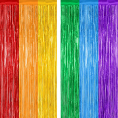 2 Pack Rainbow Backdrop Curtains, 3.28 FT X 7.05 FT Colofull Party Decorations, Metallic Tinsel Backdrop Fringe Curtains Party Streamer, Rainbow Party Supplies for Wedding Birthday Party Engagement