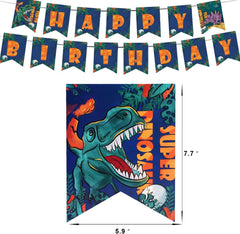 Dinosaur Birthday Party Supplies Kit for Boys, Dinosaur Party Decorations-20 Guest-Include Dino Plates Cups Napkins Banner Cutlery Balloon Tablecloth Straws Toppers