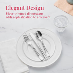 600 Piece Dinnerware Set for 100 Guests - Elegant Disposable Silverware and Party Plates for Events - Includes Cutlery Set with 100 Dinner Plates, Salad Plate, Cups, Knives, Forks, and Spoons