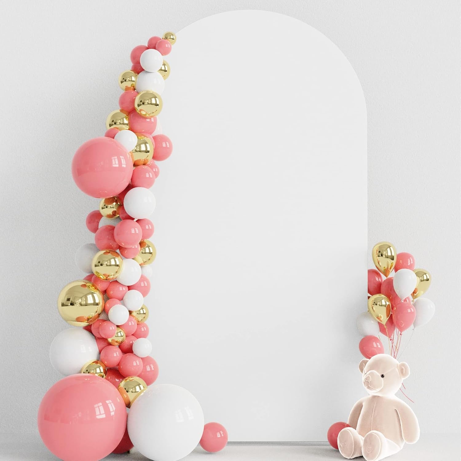 7.2FT Wedding Arch Cover Spandex Fitted Wedding Arch Stand Covers round Top Chiara Arch Backdrop Cover for Birthday Party Ceremony Banquet Decoration White (Cover 2.2M- White-A)