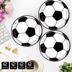 40 Pcs Soccer Plates and Napkins Party Supplies, Soccer Birthday Party Decorations Disposable Paper Plates and Napkins Tableware Set for Sports Theme Birthday Party Baby Shower Serves 20