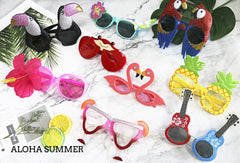 Luau Party Sunglasses - Set of 9 Pairs of Humorous Hawaiian Glasses, Tropical Costume Accessories, Fun Summer Kids' Party Favors, Beach-Themed Party Decoration Supplies
