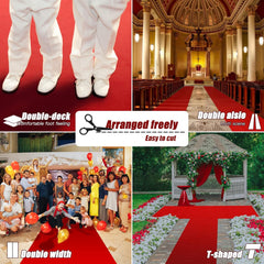 Red Carpet Runner for Party, 2.6X15 Ft, 130 GSM Felt Non-Woven Fabric, Hollywood Red Carpet for Event, Aisle Runner for Wedding Ceremony, Movie Theme Party Decorations, Red Runway Rug for Prom