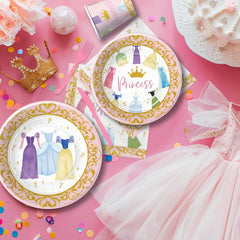 Princess Birthday Party Decorations Tableware - Princess Party Decorations Supplies for Birthday Baby Shower, Plate, Cup, Napkin, Disposable Cutlery, Princess Birthday Decorations | 24 Guest