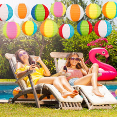 15Pcs Pool Party Decorations Beach Ball Paper Lanterns - Summer Luau Themed Hanging Decor for Home Birthday Outdoor Indoor