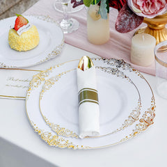 350PCS Gold Plastic Plates - Gold Plastic Dinnerware Sets for 50 Guests - 100 Disposable Plates, 150 Silverware, 50 Cups, 50 Napkins for Wedding & Party & Father'S Day