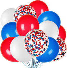 80Pcs Red White and Blue Latex Balloons with Confetti Balloons for 4Th of July Decorations Independence Day Patriotic Anniversary