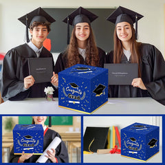 Graduation Card Box Blue,Graduation Decorations 2025 Grad Party Supplies,Congrats Grad Cardboard for Party Decorations 2025 Gift Favors Grad Parties