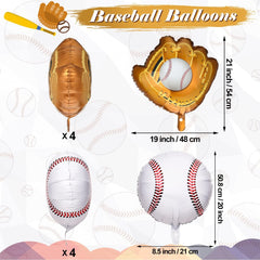 8 Pcs Baseball Balloons Baseball Foil Glove Balloon Birthday Party Decorations 18 Inch Sports Themed Senior Night Decorations Supplies