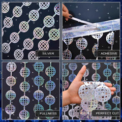 Disco Party Decorations, 2 Pack Disco Ball Photo Booth Props, 3.3X6.6 Ft Silver Foil Fringe Curtains Photo Backdrop for the 70S 80S Last Disco Bachelorette, Decades, Taylor Party Decor