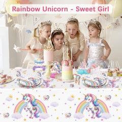 175Pcs Unicorn Birthday Decorations Plates Set,Unicorn Party Decorations Pastel Rainbow Plates Napkins Cups and Cutlery for 25 Guests