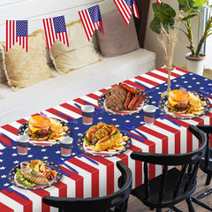 Patriotic Party Supplies,152Pcs American Flag Themed Party Set,Patriotic Party Decorations,American Flag Tablecloth,4Th of July Plates Cups,Red White and Blue Decor for Outside,Picnic,Memorial
