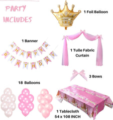 Princess Plates and Napkins Party Supplie - Serves 16 - Princess Birthday Decorations Includes Paper Plates Cups Napkins Cutlery Balloons Banner Tablecloth Party Favor Décor Idea